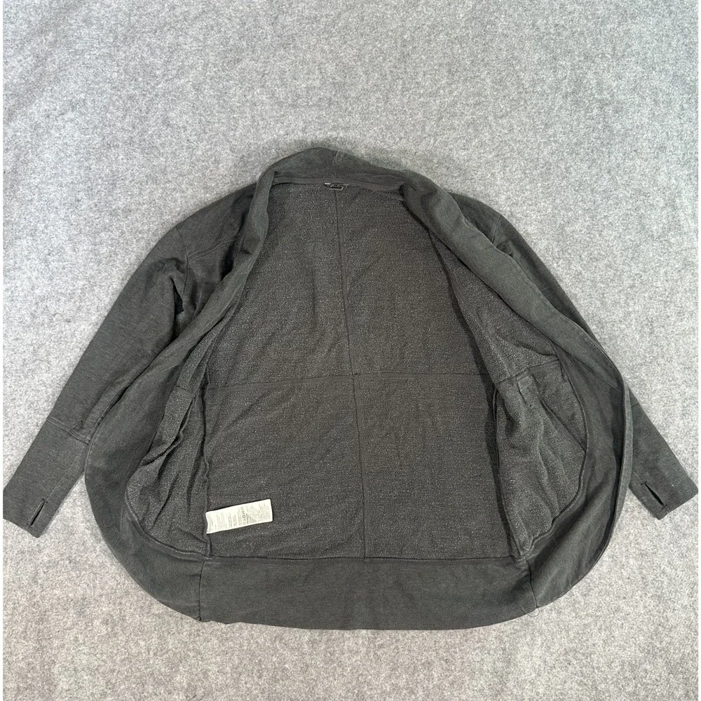 Eddie Bauer Open‎ Front Cardigan Small Gray Fleece Lined Thumbholes